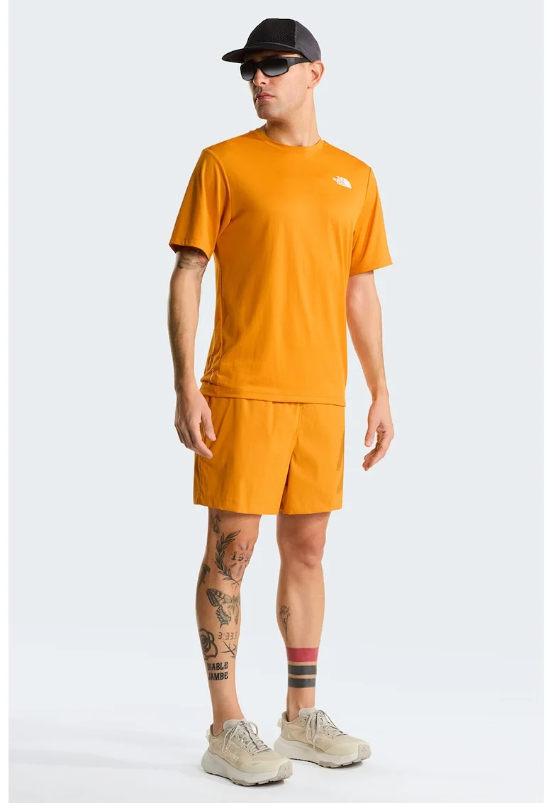Tricou cu imprimeu logo pe partea din spate pentru fitness 24/7, Portocaliu