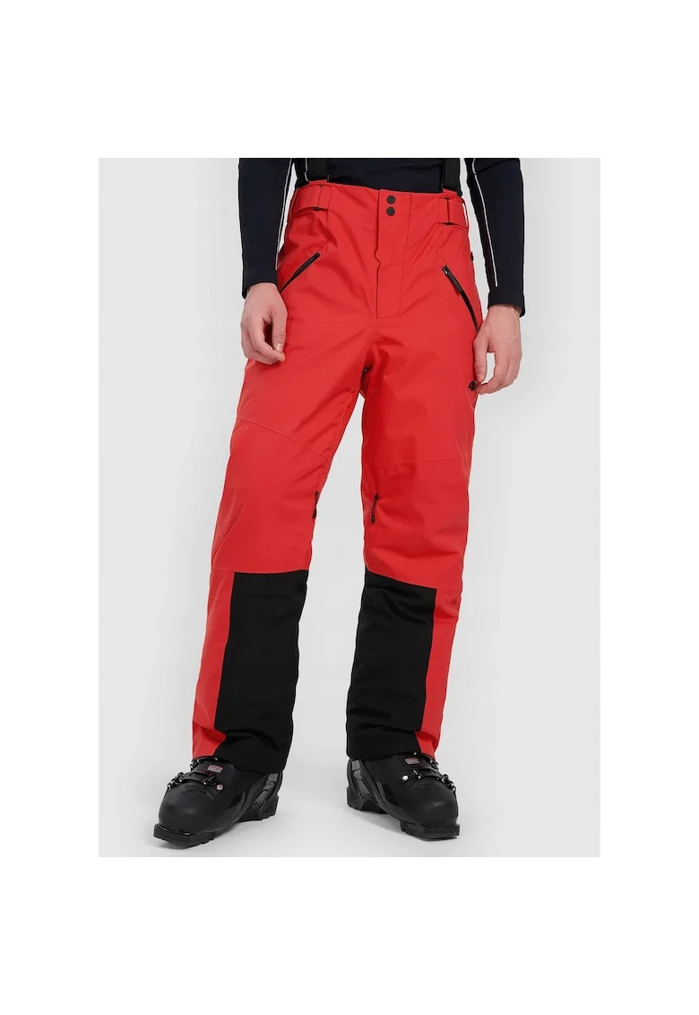 Pantaloni de schi barbati,  poliester, negru/rosu