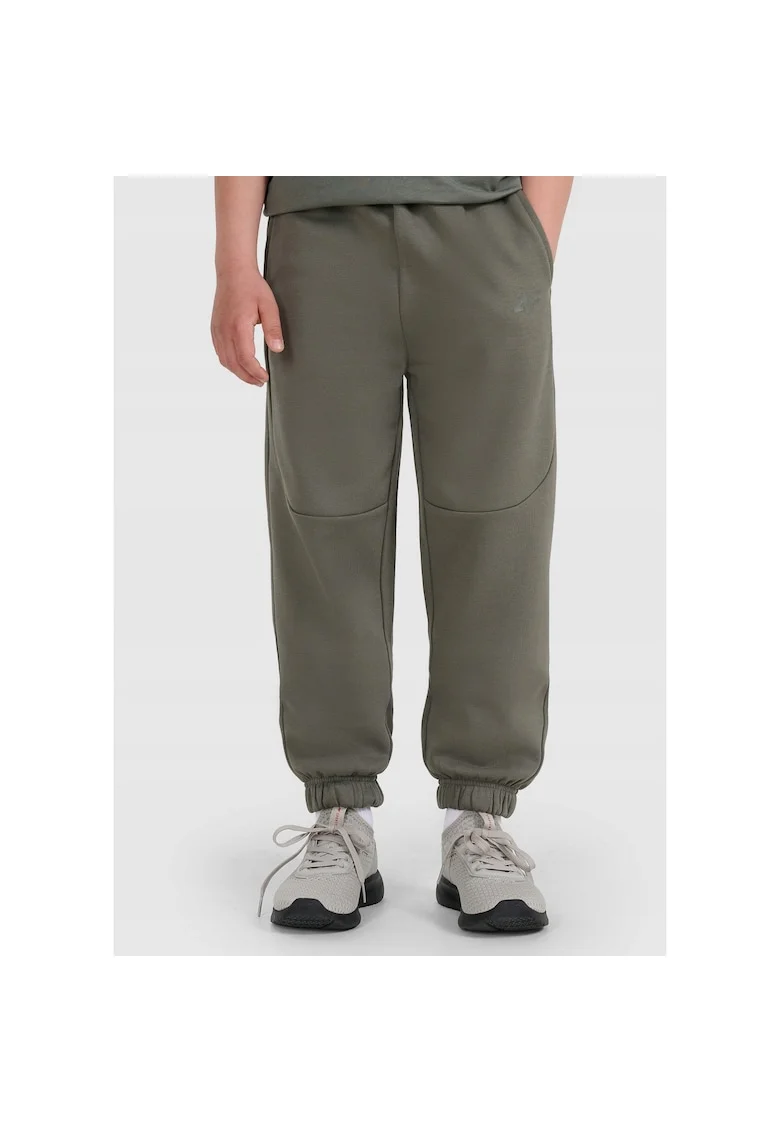 Pantaloni sport copii  jogger, gri, bumbac, interior periat