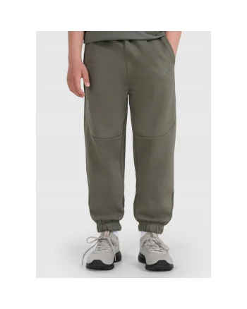 Pantaloni sport copii  jogger, gri, bumbac, interior periat