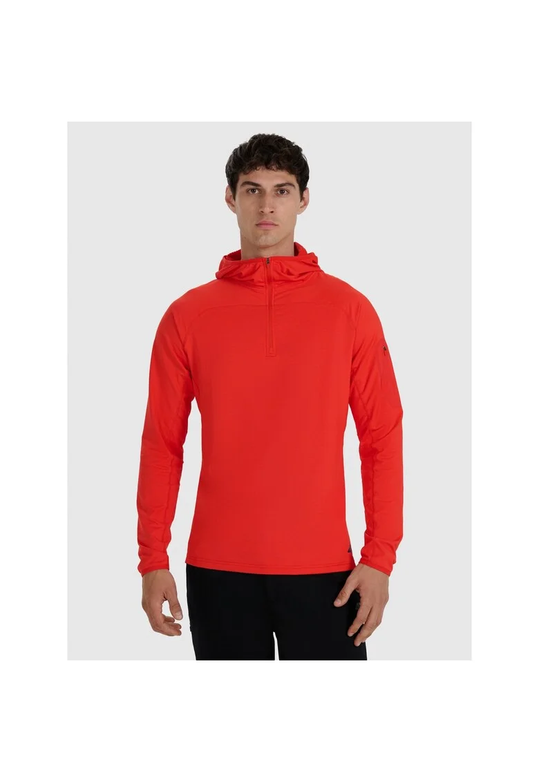Bluza trekking barbati  uscare rapida, rosu, poliester,