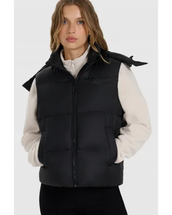 Vesta de puf  pentru femei, negru, umplutura naturala, croiala oversize