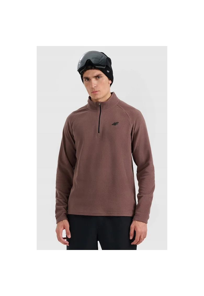 Hanorac sport barbati  fleece termoactiv, caldura, slim fit, maro