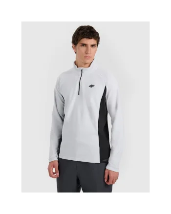 Hanorac sport  fleece, guler inalt, gri, pentru schi