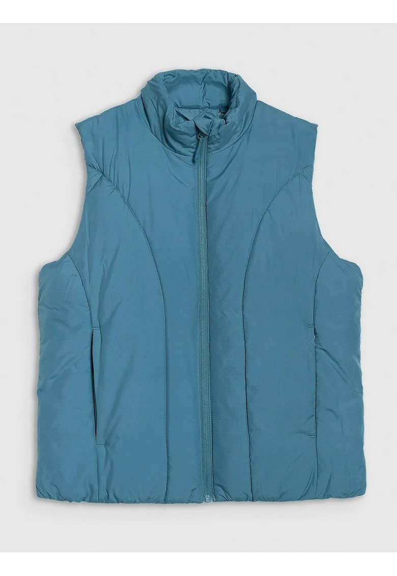 Vesta  pentru femei, turcoaz, umplutura sintetica, croiala slim, impermeabila