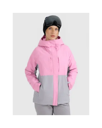 Geaca de schi dama  NeoDry 8000, roz, poliester, set cu gluga si fusta de zapada
