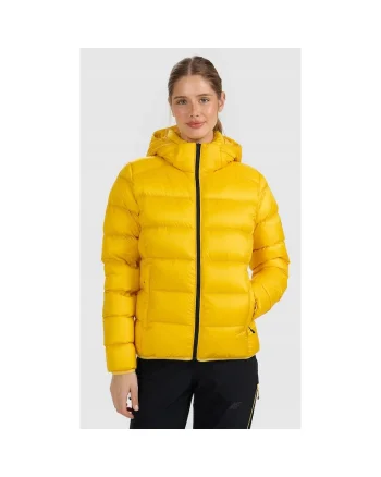 Geaca de puf pentru femei,  trekking, umplutura naturala, hidrofoba, galben, Galben