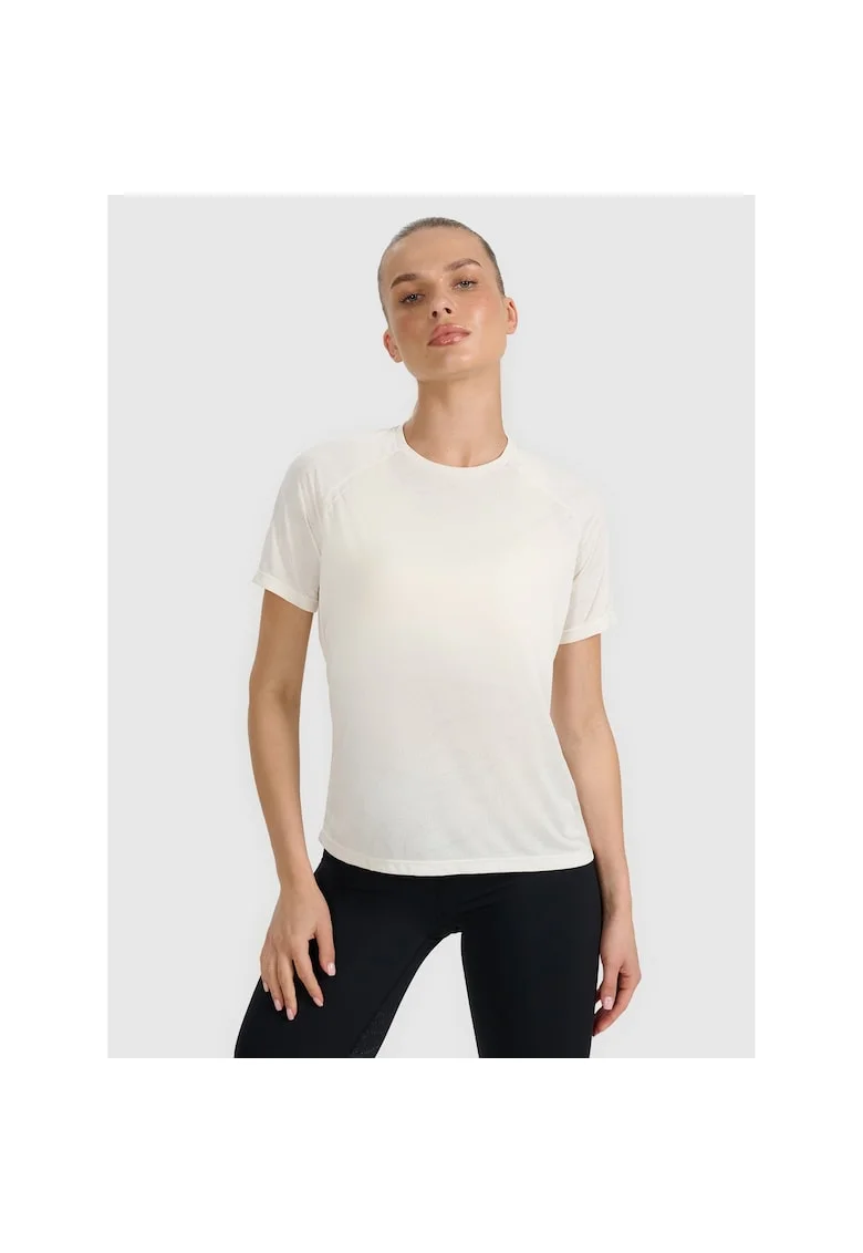 Tricou sport dama  antrenament, alb, poliester