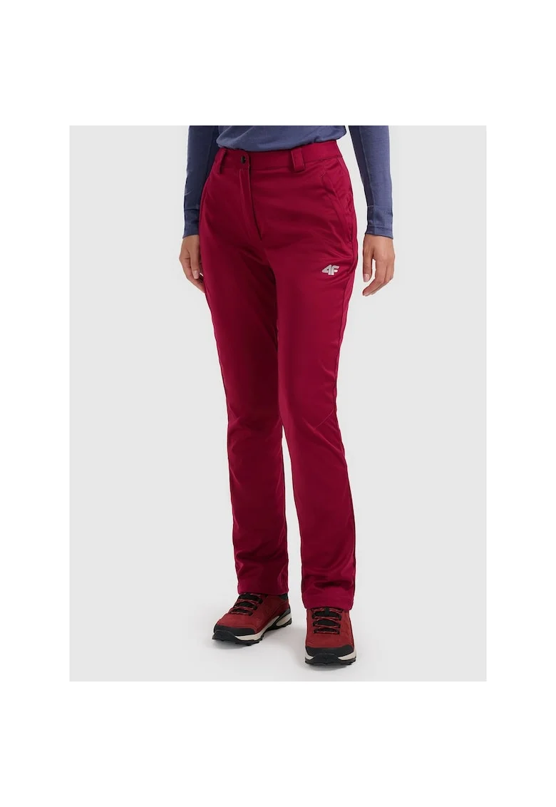 Pantaloni sport dama,  softshell cu membrana 8000, rosu, poliester