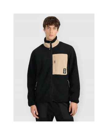 Hanorac sport barbati,  polar sherpa, guler inalt, negru