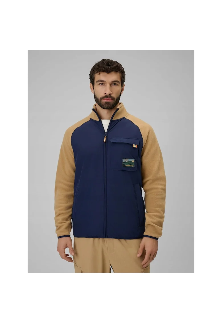Hanorac sport barbati  polar cu guler inalt, 4FWarm, bej, grosime medie,