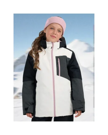 Geaca snowboard fete  NeoDry 10000, alb, izolatie usoara, gluga reglabila