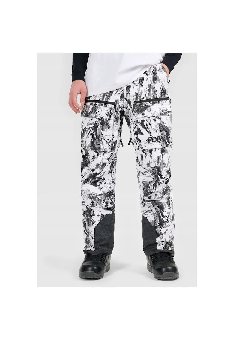 Pantaloni de schi barbati,  poliester, alb/negru