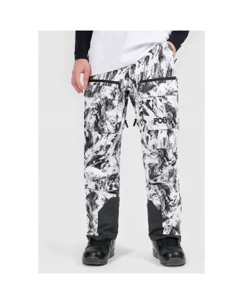 Pantaloni de schi barbati,  poliester, alb/negru