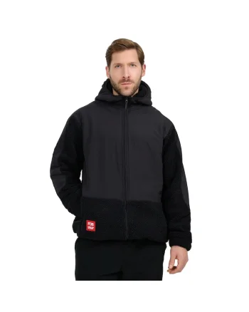 Hanorac sport  polar sherpa, gluga, negru, material moale