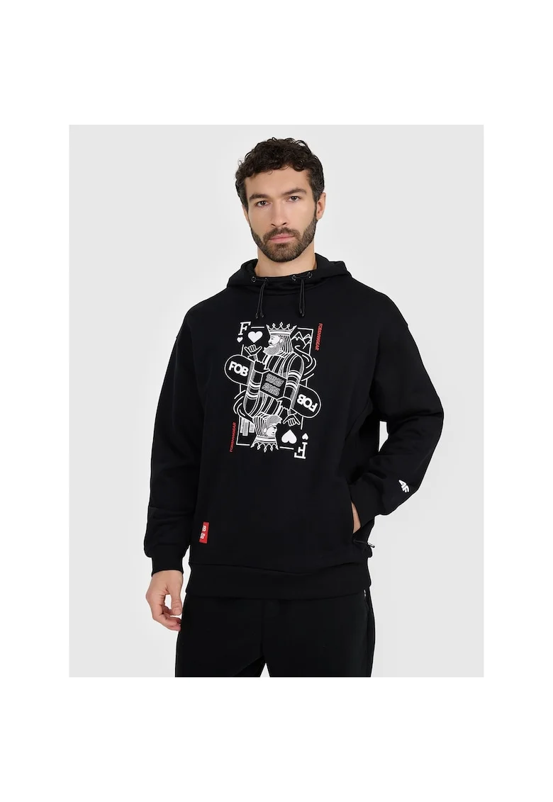 Hanorac sport barbati  negru, tesatura French terry, gluga reglabila,