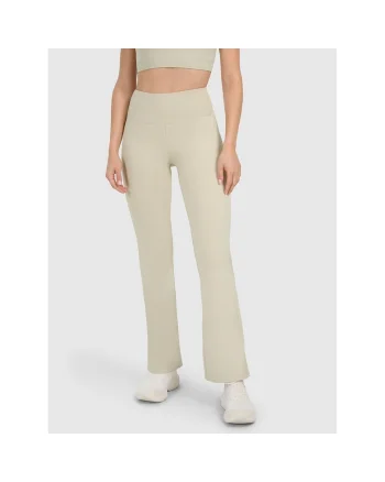 Pantaloni sport dama  antrenament, bej, poliester