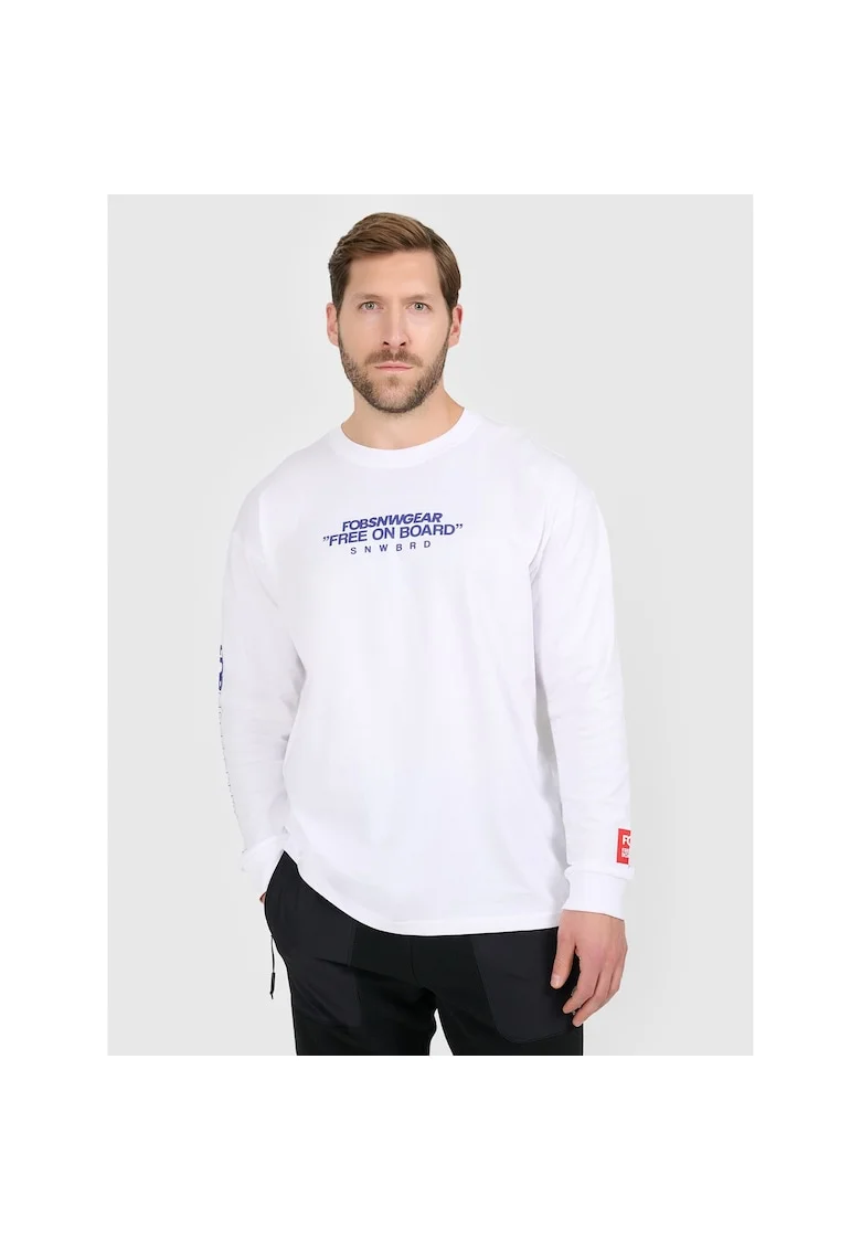 Tricou sport  barbati, alb, bumbac, maneca lunga,