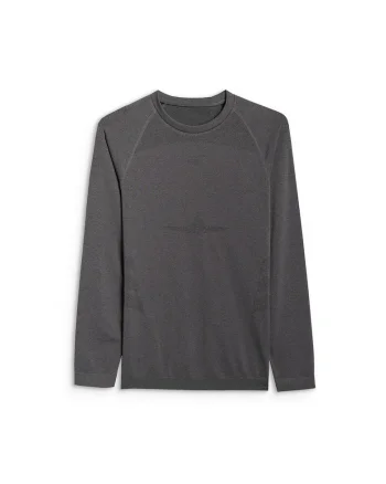 Bluza sport barbati,  lenjerie termica fara cusaturi, negru, poliester, Negru