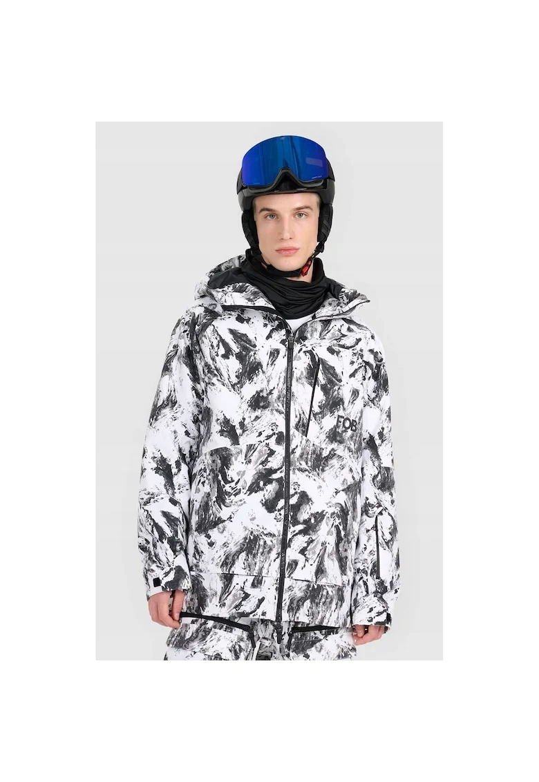 Geaca de schi/snowboard barbati,  poliester, alb/negru