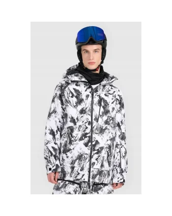 Geaca de schi/snowboard barbati,  poliester, alb/negru