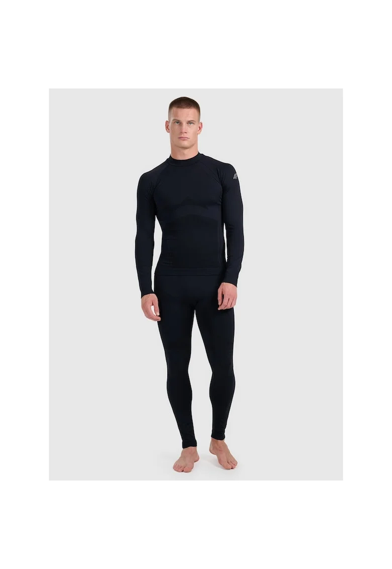 Bluza sport,  lenjerie termoactiva fara cusaturi, negru, tehnologie 4FSkin, pentru schi,