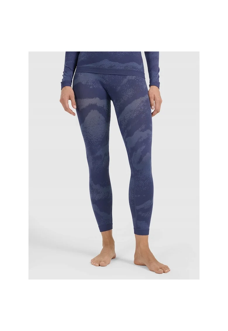 Pantaloni sport dama  lenjerie termoactiva fara cusaturi, albastru, poliamida