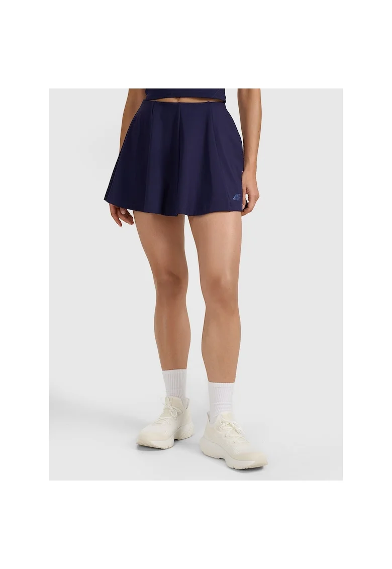 Fusta sport  tenis, bleumarin, croiala evazata, material sintetic