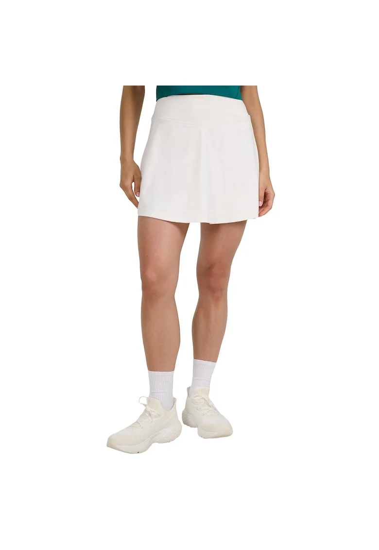 Fusta sport  tenis, evazata, bej, poliester, cu pantaloni scurti interiori