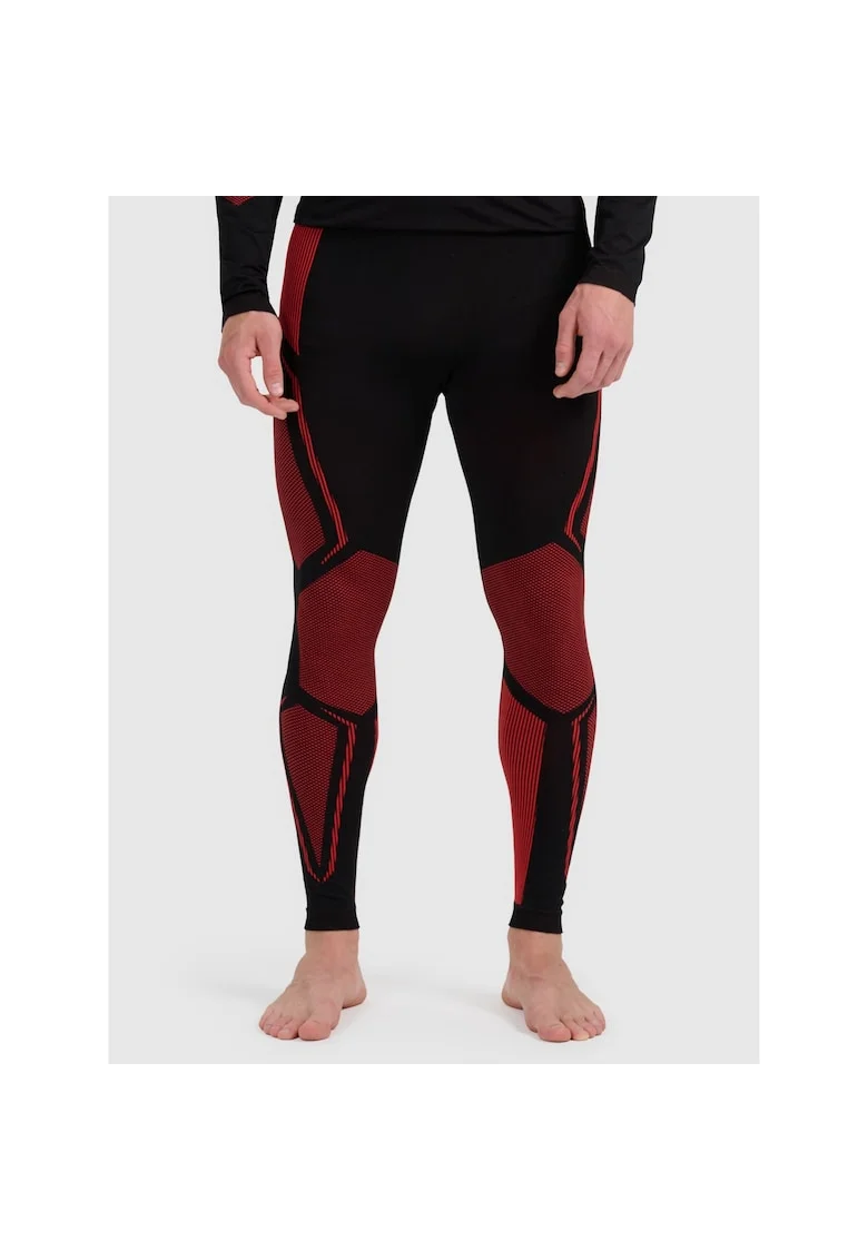 Pantaloni sport barbati,  lenjerie termoactiva fara cusaturi, rosu, poliester