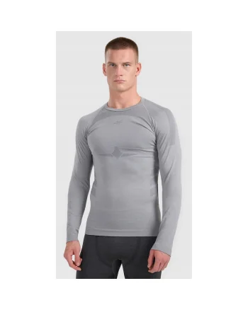 Bluza sport barbati,  lenjerie termoactiva fara cusaturi, gri, poliester, Gri