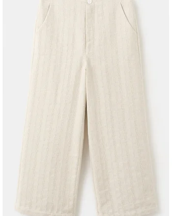 Pantaloni din amestec de in cu croiala ampla si buzunare oblice, Bej deschis