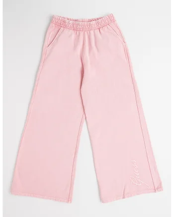 Pantaloni de trening din bumbac cu croiala ampla, Roz prafuit