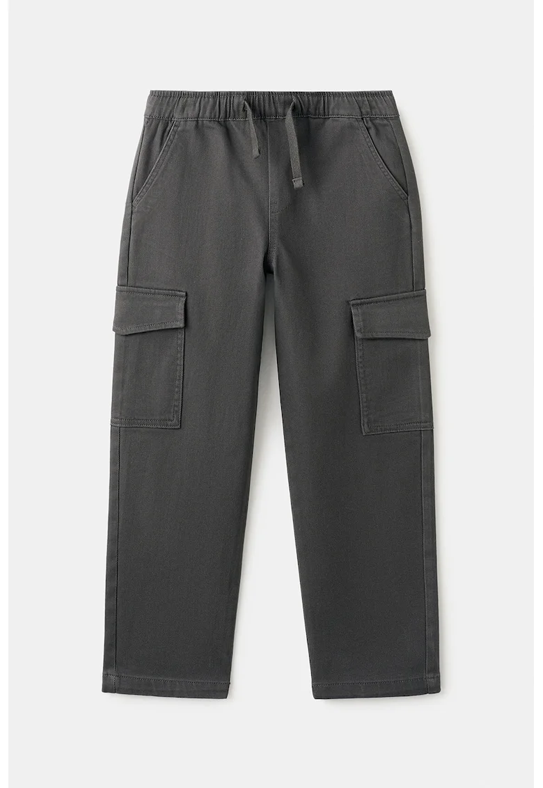 Pantaloni cargo cu talie ajustabila, Gri carbune