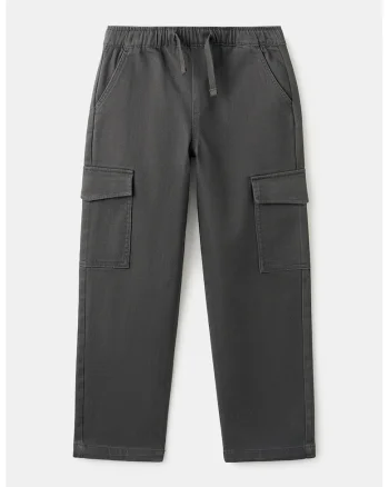 Pantaloni cargo cu talie ajustabila, Gri carbune