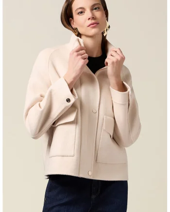 Jacheta din amestec de lana cu maneci raglan, Piersica