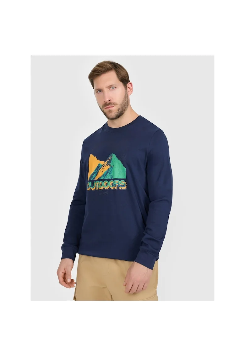 Bluza sport barbati,  longsleeve, bleumarin, bumbac