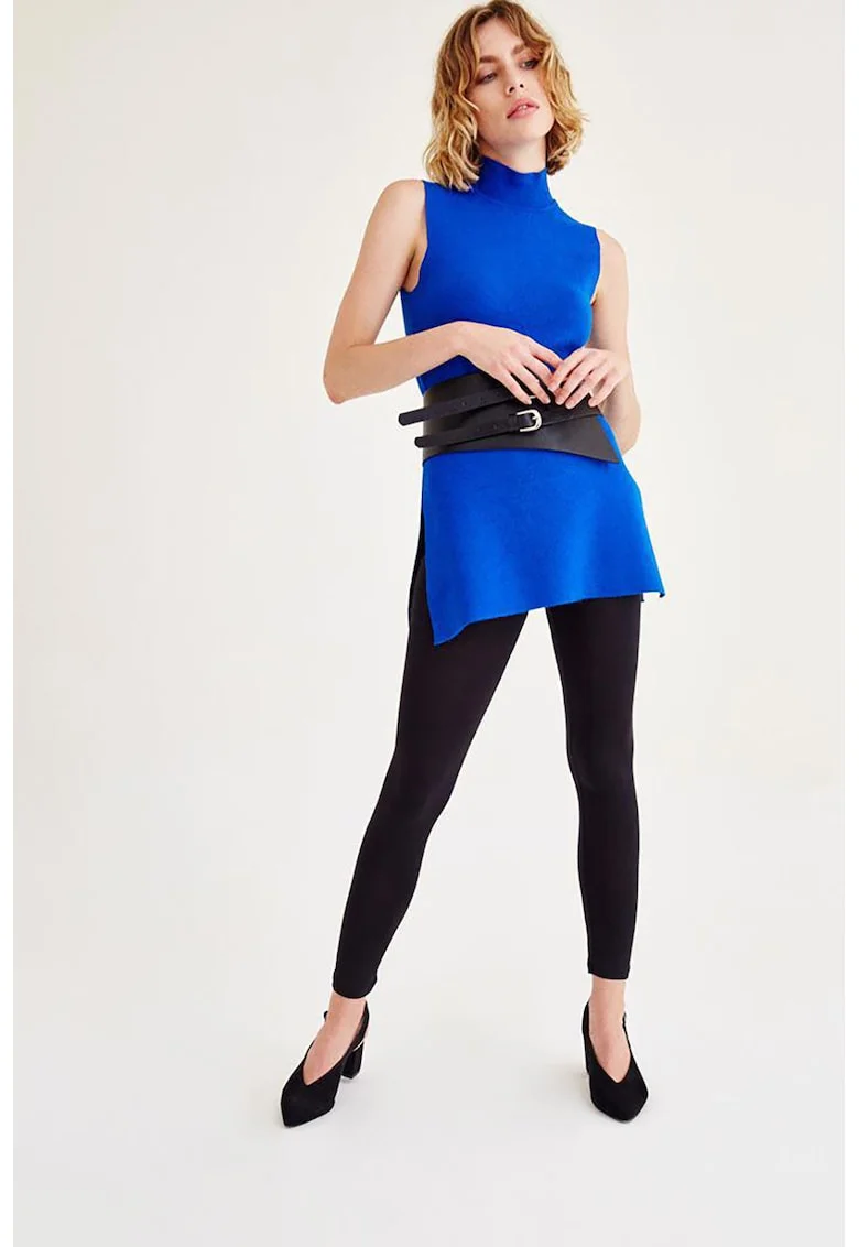 Top tricotat fin reversibil, Albastru royal