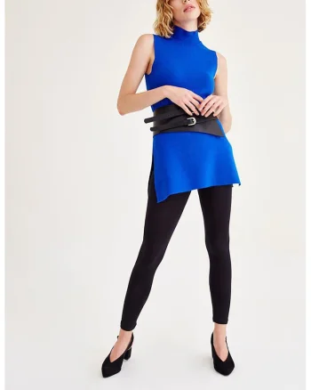 Top tricotat fin reversibil, Albastru royal