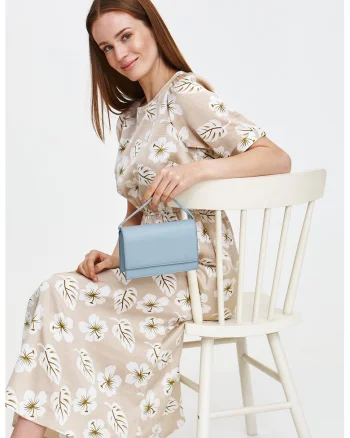 Rochie midi cu croiala in A, model floral si aspect satinat, Alb/Bej/Verde masliniu