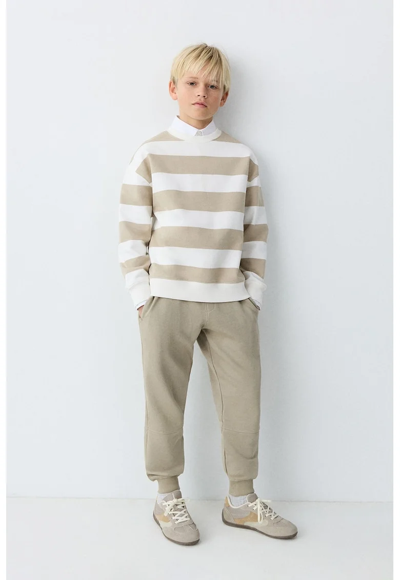 Pantaloni de trening cu snur de ajustare si buzunare, Maro taupe