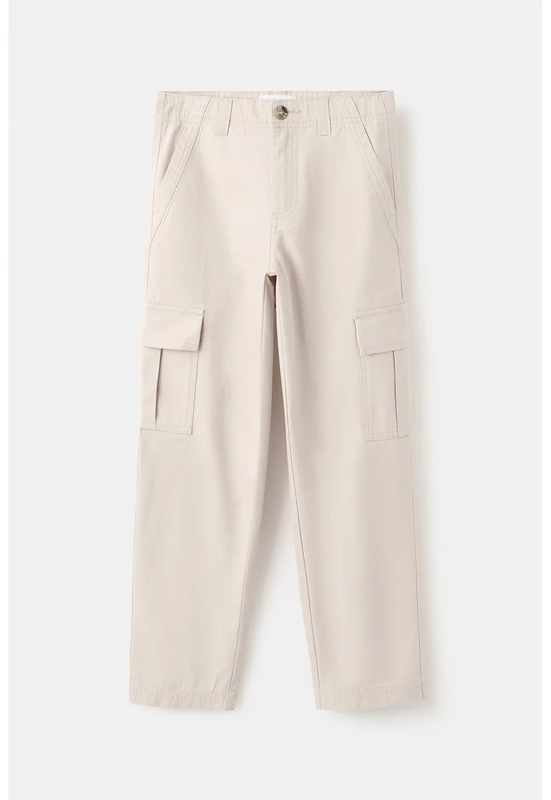 Pantaloni cargo din bumbac, Alb fildes