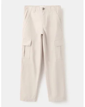 Pantaloni cargo din bumbac, Alb fildes