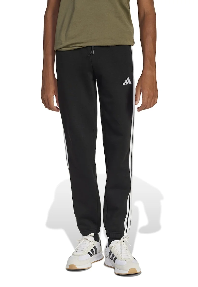 Pantaloni de trening regular fit cu benzi logo contrastante, Negru/Alb optic