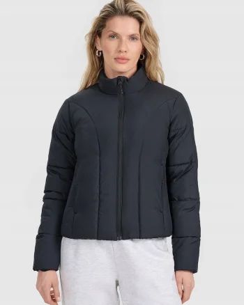 Geaca de puf  pentru femei, slim, hidrofoba, neagra, umplutura sintetica