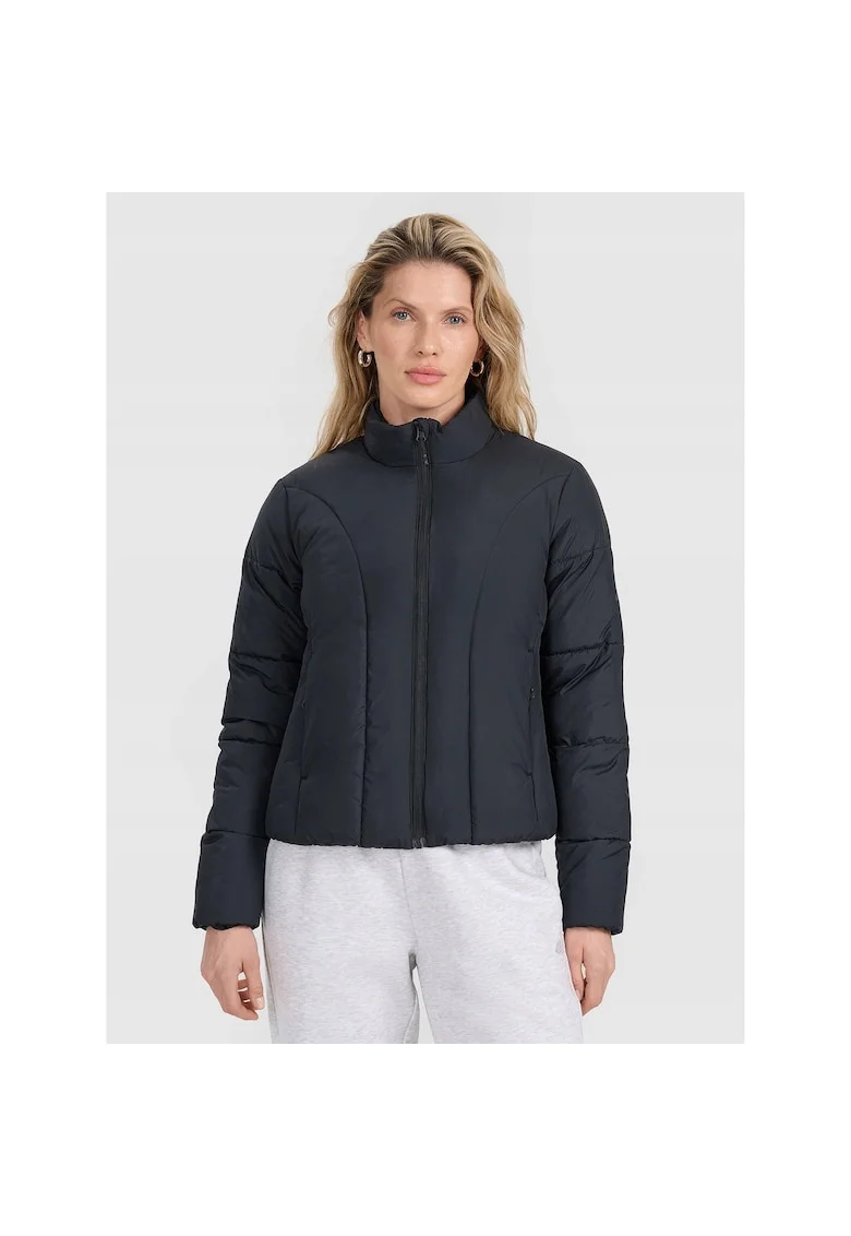 Geaca de puf  pentru femei, neagra, umplutura sintetica, croiala slim, sezon toamna-iarna, set de dimensiuni disponibile