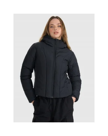 Geaca de puf  femei, neagra, umplutura sintetica, croiala slim, material rip-stop