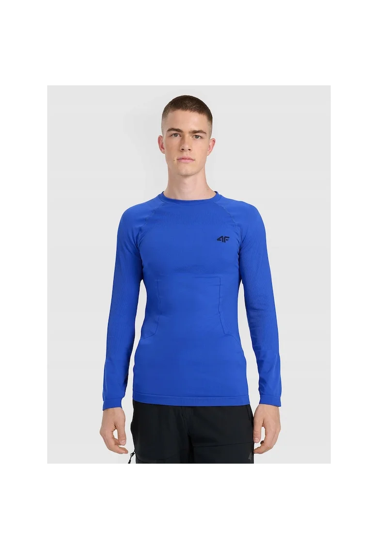 Bluza sport barbati,  lenjerie termoactiva fara cusaturi, albastru, poliester, Albastru