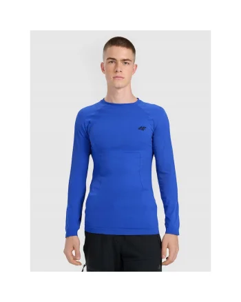 Bluza sport barbati,  lenjerie termoactiva fara cusaturi, albastru, poliester, Albastru