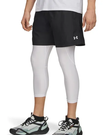 Pantaloni scurti cu aspect tesut, pentru fitness Tech 7in, Negru